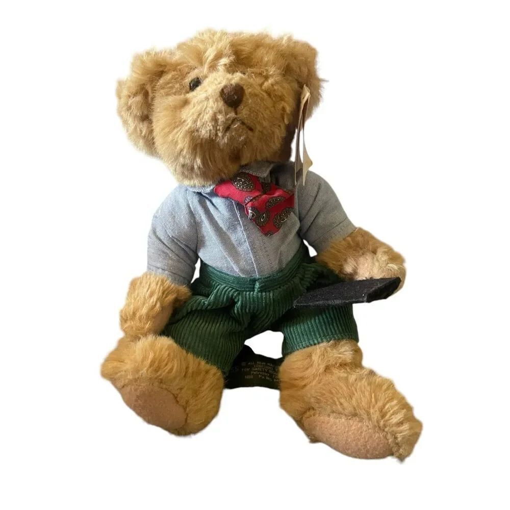 Russ Berrie Kids Tan Briefcase Tie Fathers Day Winston the Business Teddy Bear